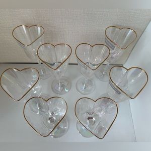 8 David Tutera Gold Heart Rim Wedding Valentines Event Iridescent Wine Glasses